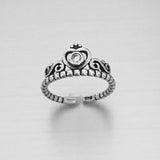 Sterling Silver Crown CZ Toe Ring, Silver Ring, Crown Ring, Princess Ring