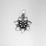 Sterling Silver Blooming Lotus Pendant, Flower Pendant, Silver Pendant