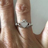 Sterling Silver CZ Heart Claddagh Ring, Silver Ring, Irish Ring, CZ Ring, Friendship Ring