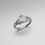 Sterling Silver CZ Heart Claddagh Ring, Silver Ring, Irish Ring, CZ Ring, Friendship Ring