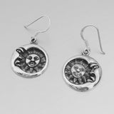 Sterling Silver Sun and Moon Earrings, Silver Earrings, Dangling Earrings, Sunshine Earrings