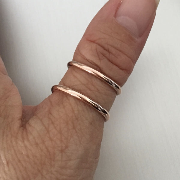 Rose Gold Plated Sterling Silver One 2MM Band Ring, Silver Ring, Silver Band, Rose Gold Band