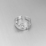 Sterling Silver Toe Ring with Four Sliding Balls, Silver Rings, Wire Ring, Beads Ring