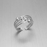 Sterling Silver Toe Ring with Four Sliding Balls, Silver Rings, Wire Ring, Beads Ring