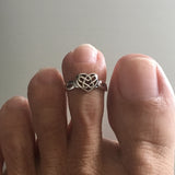 Sterling Silver Celtic Heart Toe Ring, Silver Ring, Heart Ring, Celtic Ring