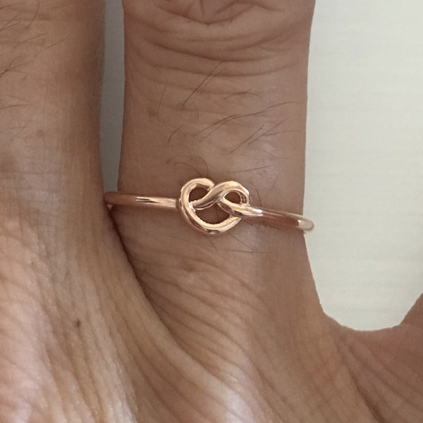 Rose Gold Plated Sterling Silver Tiny Love Knot Ring, Love Ring, Silver Rings