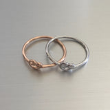 Rose Gold Plated Sterling Silver Tiny Love Knot Ring, Love Ring, Silver Rings