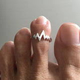 Sterling Silver Satin Heartbeat Toe Ring, Silver Ring, Love Ring