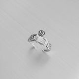 Sterling Silver Claddagh Toe Ring with Rope Band, Silver Ring, Irish Ring, Friendship Ring