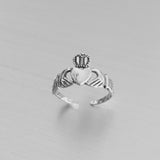 Sterling Silver Claddagh Toe Ring with Rope Band, Silver Ring, Irish Ring, Friendship Ring
