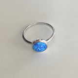 Sterling Silver Round Blue Lab Opal Ring, Silver Ring, Opal Ring, Boho Ring