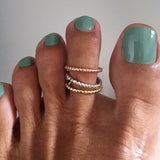 Gold Over Sterling Silver Bead Toe Rings, Silver Ring, Bead Ring, Gold Band