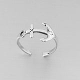 Sterling Silver Anchor Toe Ring, Silver Rings, Boat Ring, Cross Ring