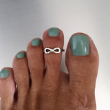 Sterling Silver Adjustable Infinity Toe Ring, Boho Ring, Silver Ring, Love Ring