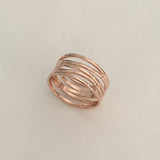 Rose Gold Plated Sterling Silver Wrapped Ring, Silver Ring, Wide Band, Boho Ring