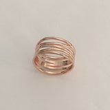 Rose Gold Plated Sterling Silver Wrapped Ring, Silver Ring, Wide Band, Boho Ring
