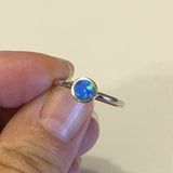 Sterling Silver Small Round Blue Lab Opal Ring, Dainty Ring, Silver Ring, Opal Ring