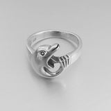 Sterling Silver Dolphin Ring, Silver Ring, Ocean Ring, Boho Ring
