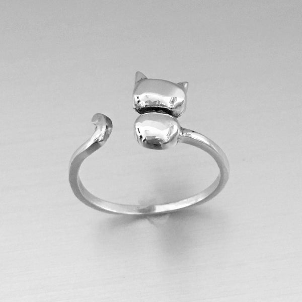 Sterling Silver Cat Ring, Kitty Cat Ring, Animal Ring, Silver Ring, Kitty Ring