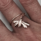 Rose Gold Plated Sterling Silver Dragonfly Ring