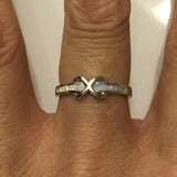 Sterling Silver White Lab Opal Infinity Ring, Silver Ring, Promise Ring, Opal Ring