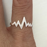 Sterling Silver Satin Heartbeat Ring, Silver Ring, Zigzag Ring, Love Ring