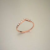 Rose Gold Plated Sterling Silver CZ Chevron Ring, Silver Ring, V Shape Ring