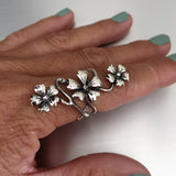 Sterling Silver Statement Flower Ring, Silver Ring, Boho Ring, Floral Ring