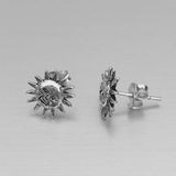 Sterling Silver Small Smiling Sun Stud Earrings, Sun Earrings, Silver Earrings, Stud Earrings