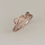 Rose Gold Plated Sterling Silver CZ LOVE Ring, Silver Ring, CZ Ring