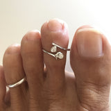 Sterling Silver Toe Ring With Clear CZ, Silver Ring, Rings