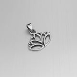 Sterling Silver Lotus Flower Pendant, Yoga Jewelry