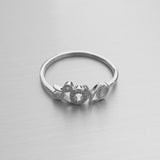 Sterling Silver Thin LOVE Ring with CZ, Silver Ring, CZ Ring, Promise Ring