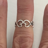 Sterling Silver Adjustable Heart Toe Ring, Silver Ring, Boho Ring, Love Ring