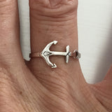 Sterling Silver Anchor Ring, Silver Ring, Boat Ring, Nautical Ring