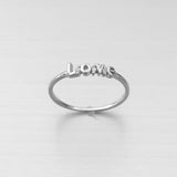 Sterling Silver Tiny LOVE Ring with CZ, Silver Ring, Boho Ring, CZ Ring
