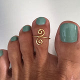 Gold Over Sterling Silver Swirl Toe Ring, Midi Ring, Gold Ring, Silver Ring, Swirl Ring