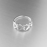 Sterling Silver Sideway Four Heart Ring