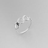 Sterling Silver Sideway Four Heart Ring