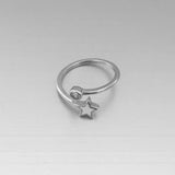 Sterling Silver Star Toe Ring With Clear CZ