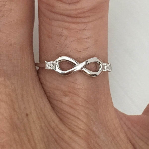 Sterling Silver Small Infinity with CZ Ring