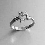 Sterling Silver Dolphin Toe Ring with CZ,  Silver Ring, CZ Ring, Ocean Ring