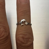 Sterling Silver Dolphin Toe Ring with CZ,  Silver Ring, CZ Ring, Ocean Ring