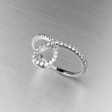 Sterling Silver Fashionable CZ Loop Ring, Boho Ring, Silver Ring, CZ Ring
