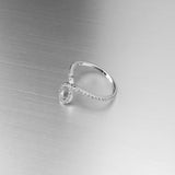 Sterling Silver Fashionable CZ Loop Ring, Boho Ring, Silver Ring, CZ Ring