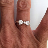 Sterling Silver CZ Bow Heart Ring, Bow Ring, Silver Ring, CZ Ring