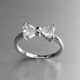 Sterling Silver CZ Bow Heart Ring, Bow Ring, Silver Ring, CZ Ring