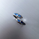 Sterling Silver Wraparound Blue Lab Opal Dolphins Ring, Silver Ring, Dolphin Ring, Ocean Ring