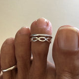 Sterling Silver Thin Braided Toe Ring, Silver Rings, Braid Ring
