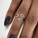 Sterling Silver Adjustable Swirl Toe Ring, Silver Rings, Swirly Ring